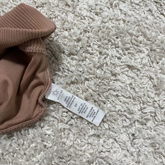 Offline by Aerie Brown Ribbed Knit Lace Up Longline Extensible Sports Bra - Picture 5 of 5